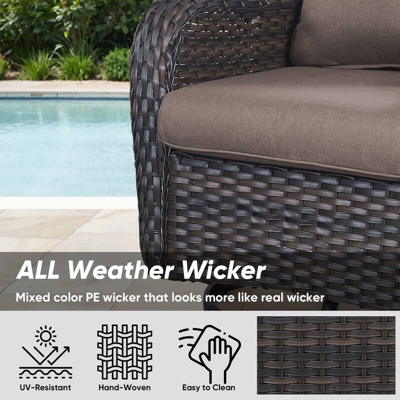 5 Pieces Outdoor Swivel Chairs Fire Pit Table with 5-Inch Thick Cushions