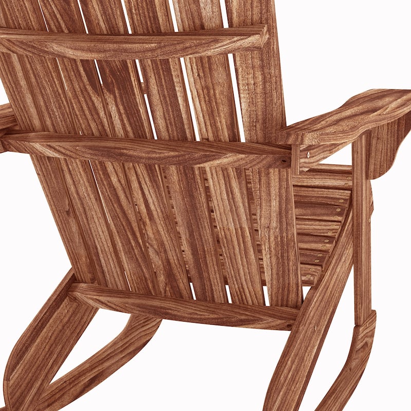 Outdoor Wooden Rocking Chair with Ergonomic Backrest and Slatted Design for Garden and Backyard Seating