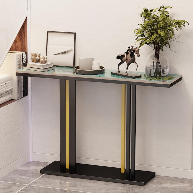 Modern Luxury Marble Console Table Sintered Stone Tables Geometric Line