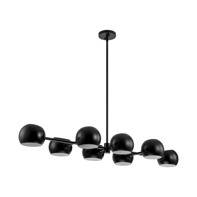 8-Light Modern Sputnik Branch Linear Pendant Metal/ Glass Globe Bubble Chandelier for Dining/ Living Room