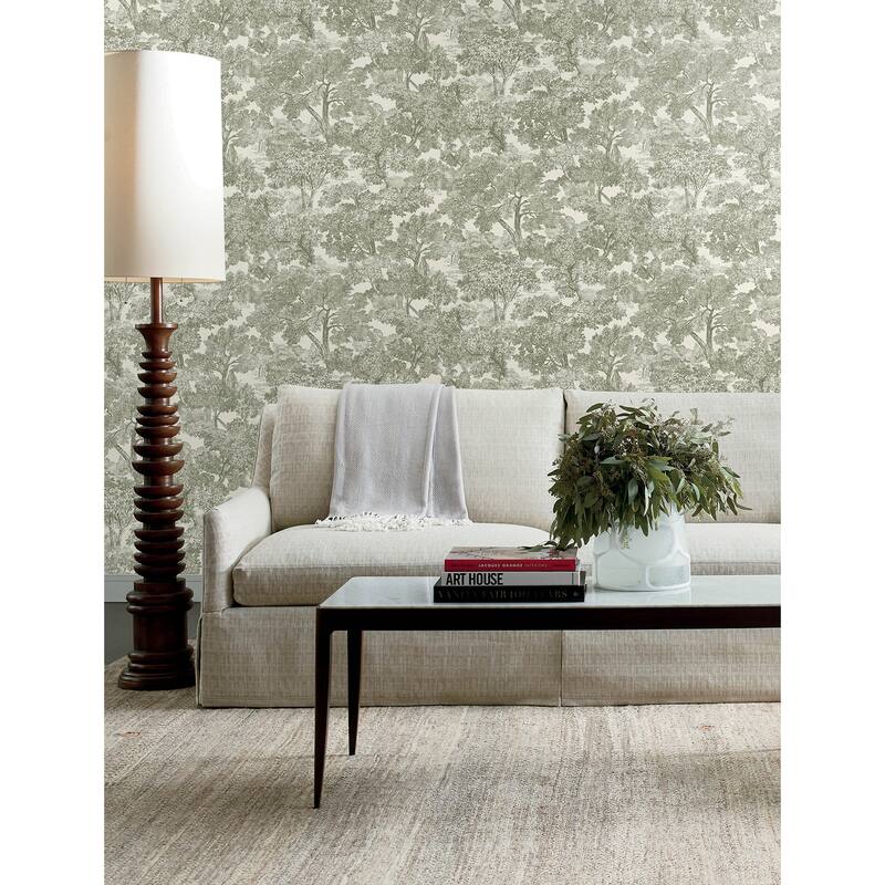 Chesapeake Spinney Green Toile Wallpaper