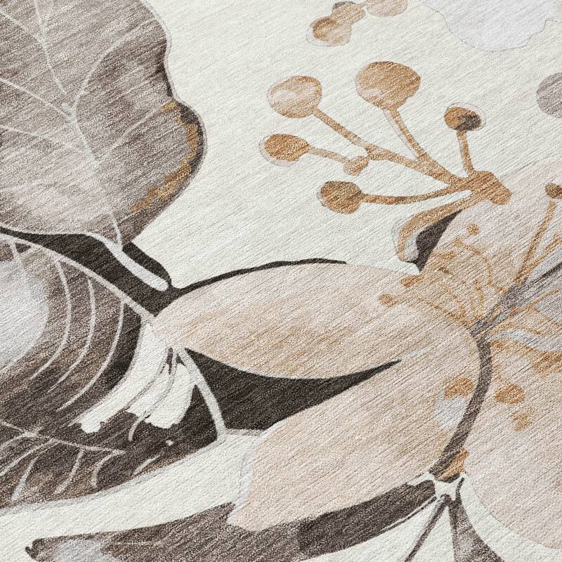 Machine Washable Indoor/ Outdoor Floral Chantille Rug