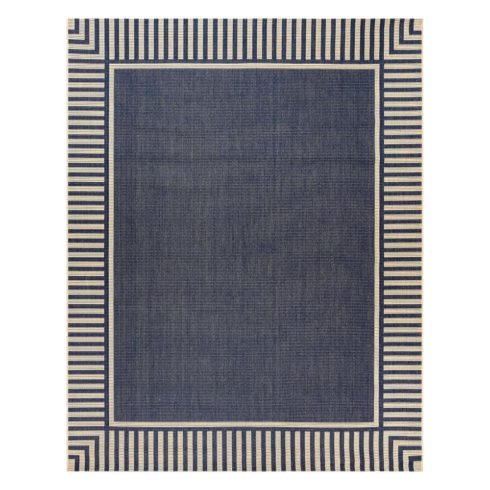 Gertmenian Paseo Kiano Modern Stripe Border Polypropylene Flatweave Indoor/ Outdoor Area Rug