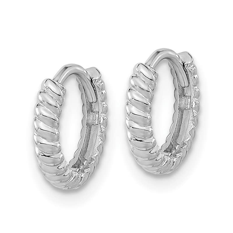 Curata 14k White Gold Girls Polished Swirl 10x2.1mm Hoop Earrings