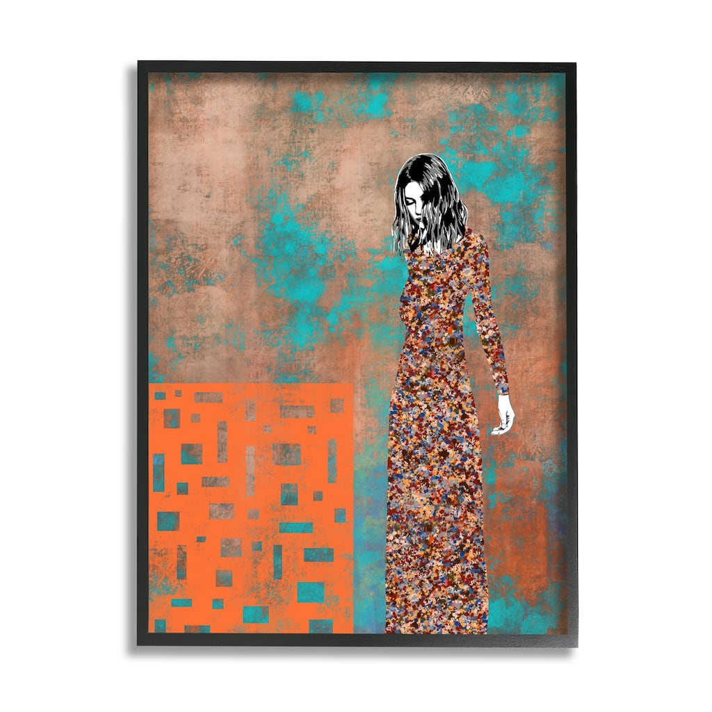 Stupell Modern Female Portrait Abstract Collage Bold Shapes Framed Wall Art - Multi-Color