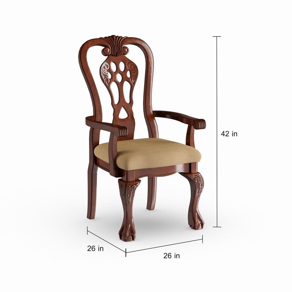 Harper Traditional Cherry Wood Dining Arm Chairs (Set of 2 Harper Traditional Cherry Wood Dining Arm Chairs (Set of 2