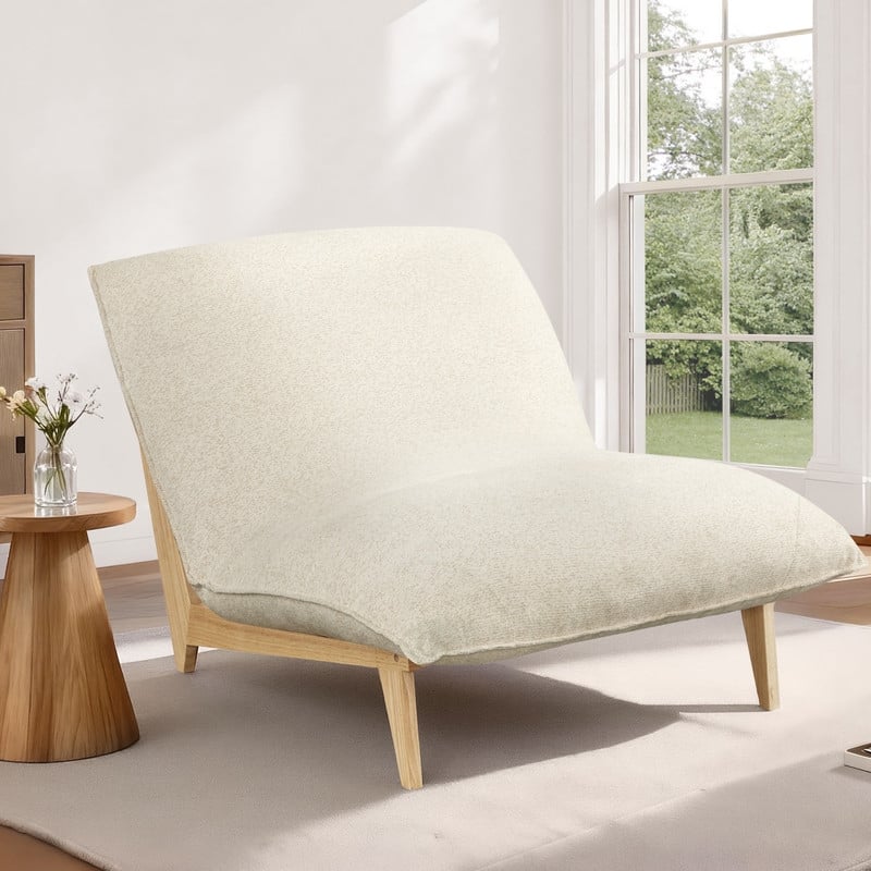 Spruce & Spring Oversized Lounge Accent Chair with Plush Cushions and Solid Wood Frame - Single - Wheat-Plain Fabric