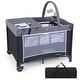 preview thumbnail 1 of 8, Gymax 3 in 1 Pack & Play w/ Toy Bar Diaper Changing Table w/ Safety Grey