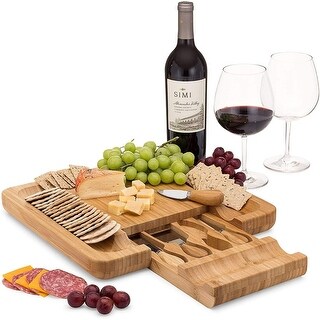 Bamboo Elegant Set Cheese Board With Dome And Cheese Box Storage Compa