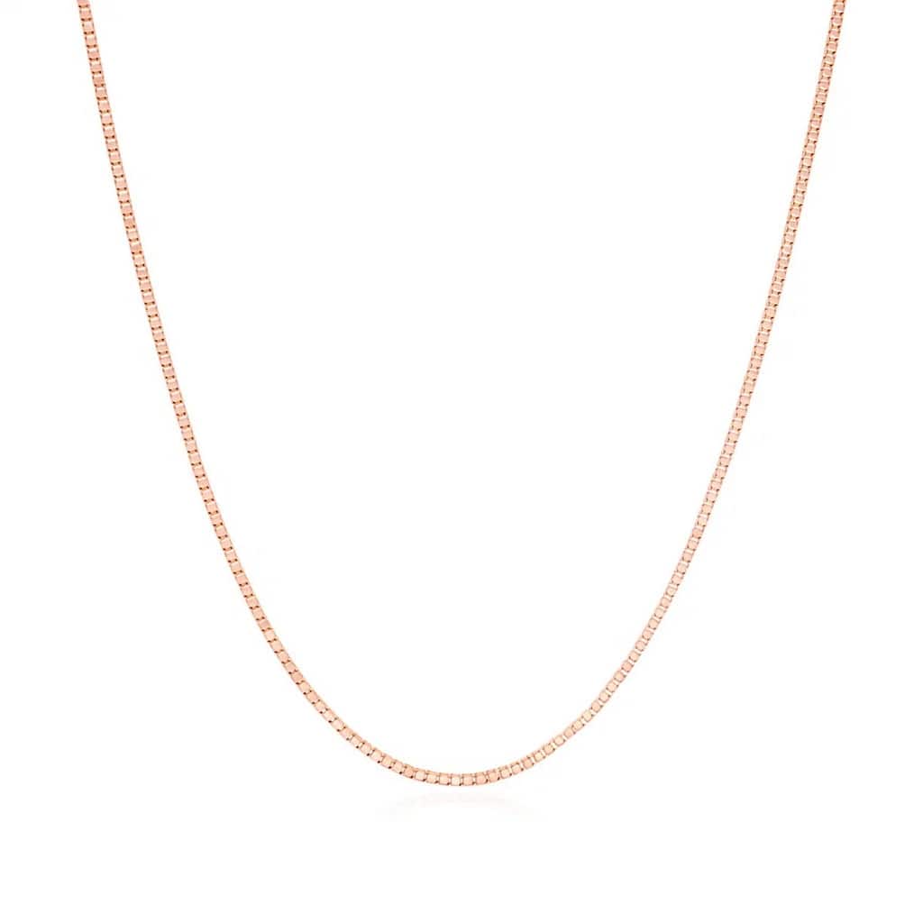 MayaMila 14k Rose Gold Classic Box Chain 0.8mm