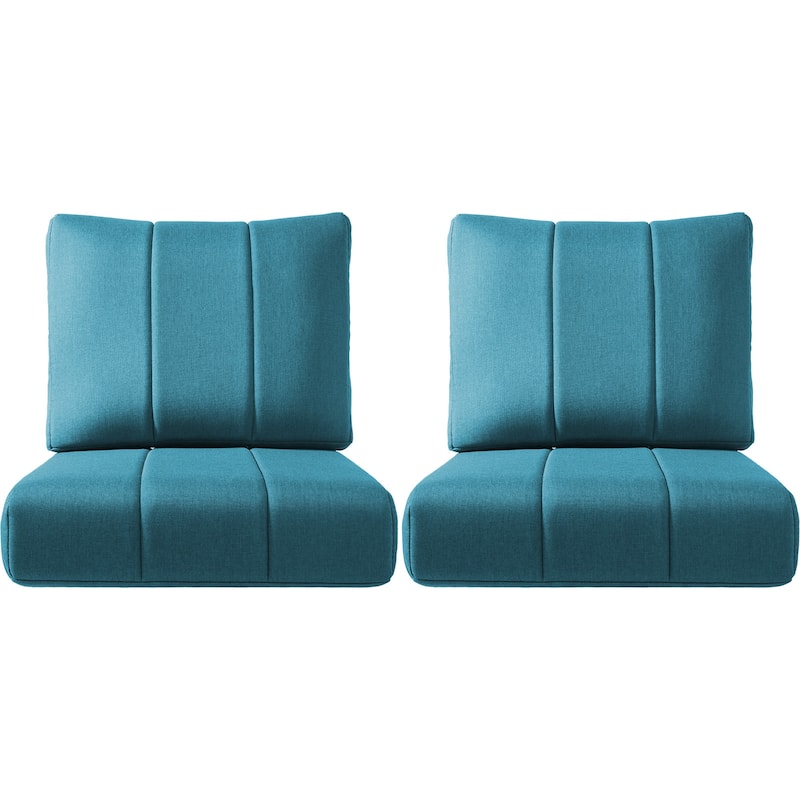 Ivora 24" W x 24" D x 6" T Water & Fade Resistant Outdoor Lounge Chair Replacement Cushion Set - 2 Sets - Peacock Blue