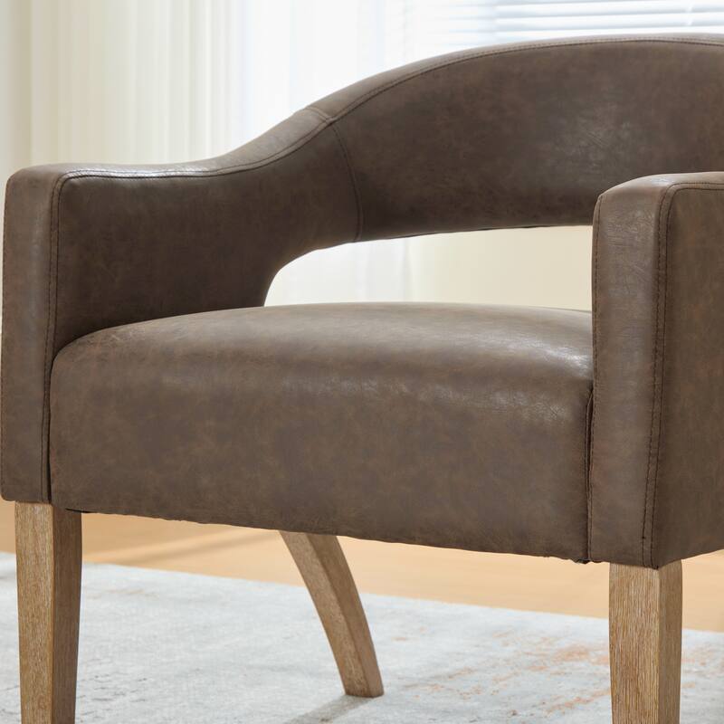 26.3"W PU Leather Accent Chair,Modern Armchair with Wood Legs