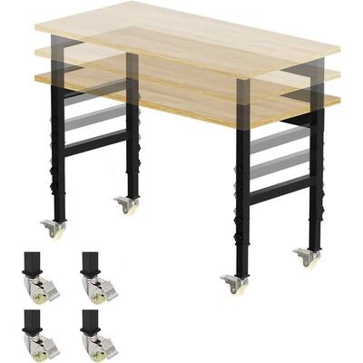 Adjustable Work Bench Wood Top Garage Workbench with Power Outlet