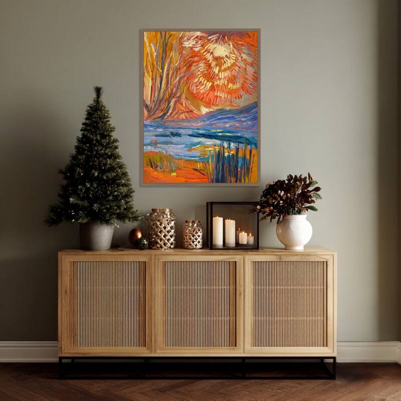 Cadmium Winter Solstice II by Dorothy Fagan (23 x 30 in.), Framed Canvas Wall Art Print - Sylvie Dark Gold