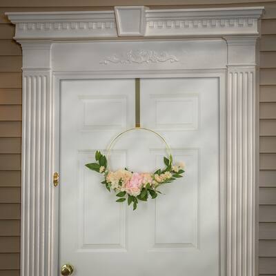 National Tree Company 18 in. Spring Peony and Rose Hoop Wreath