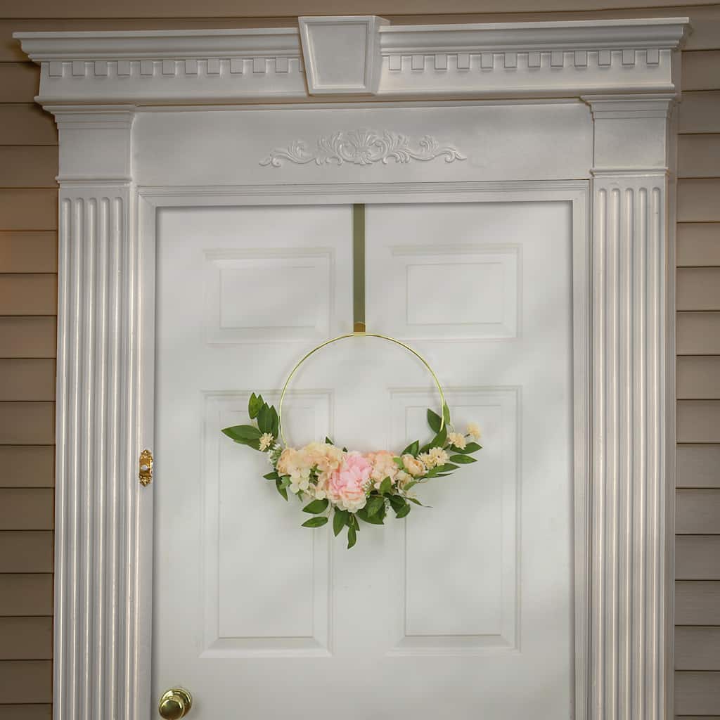 National Tree Company 18 in. Spring Peony and Rose Hoop Wreath