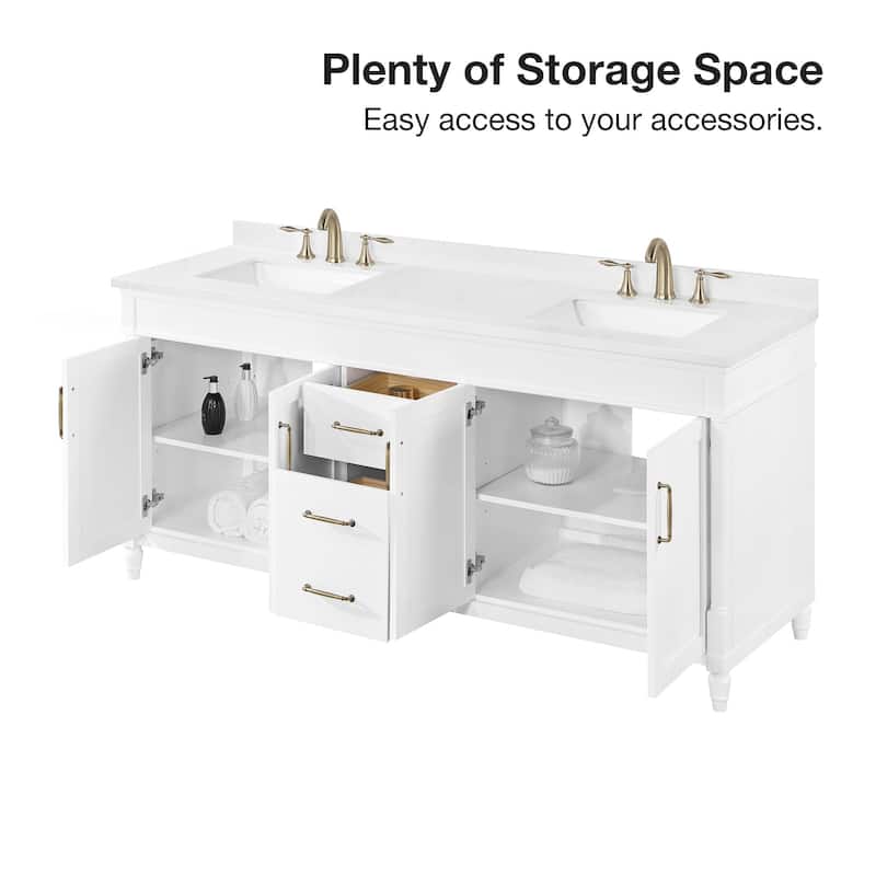 Salisbury Bathroom Vanity with White Engineered Marble Top