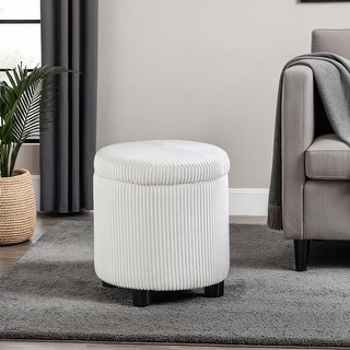 Convenience Concepts Designs4Comfort Round Corduroy Accent Storage Ottoman with Reversible Tray