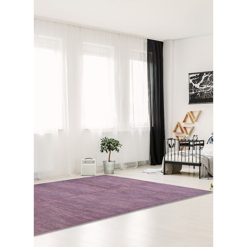 ECARPETGALLERY Hand-knotted Loreto Purple Silk Rug - 9'5 x 15'0