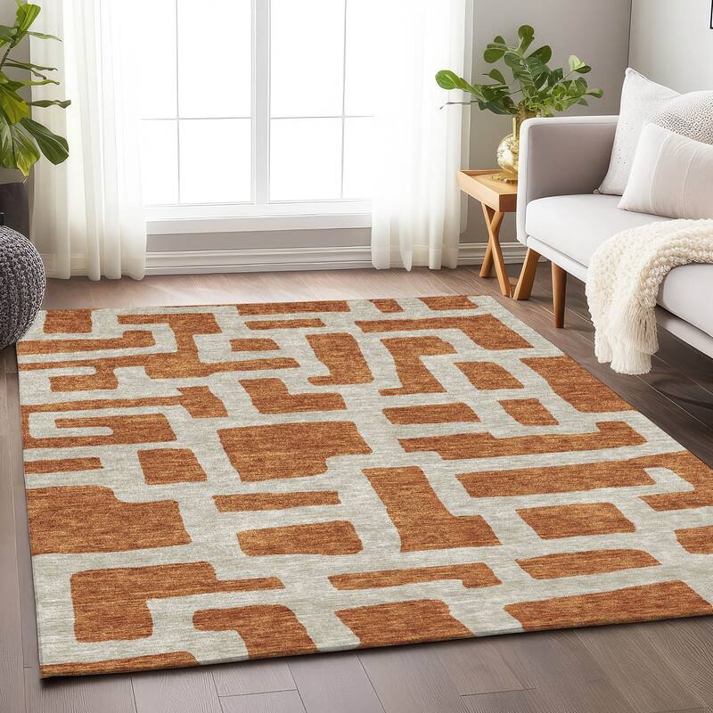Machine Washable Indoor/ Outdoor Chantille Geo Contemporary Rug