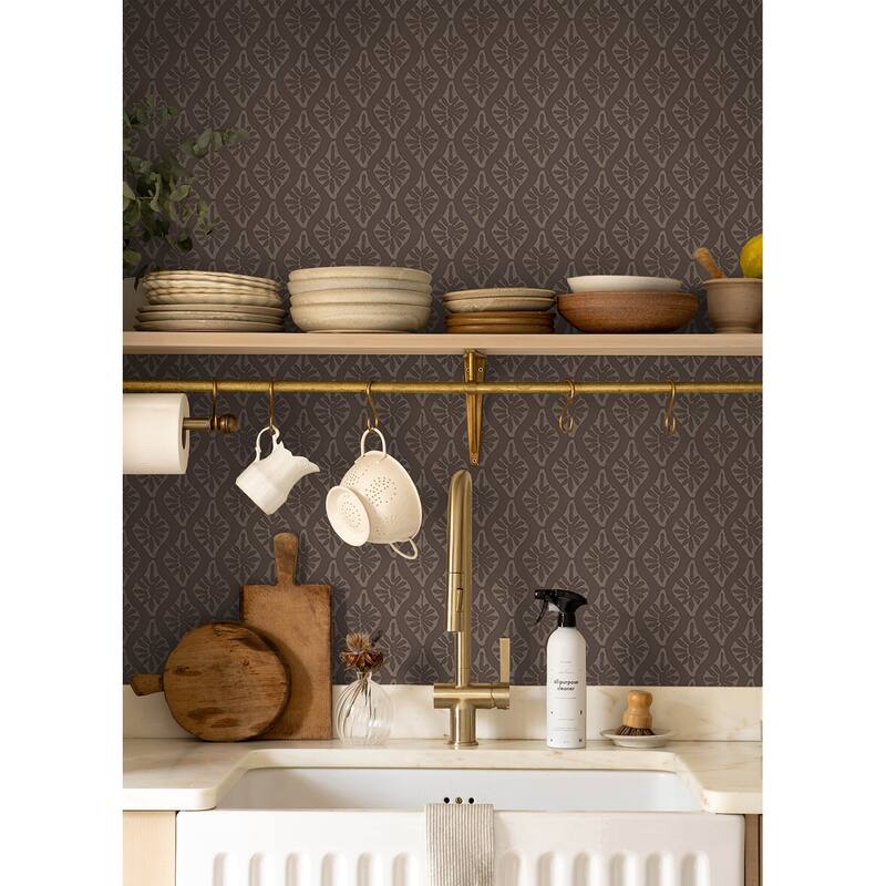 Chris Loves Julia x NuWallpaper Nova Carob Brown Peel and Stick Wallpaper