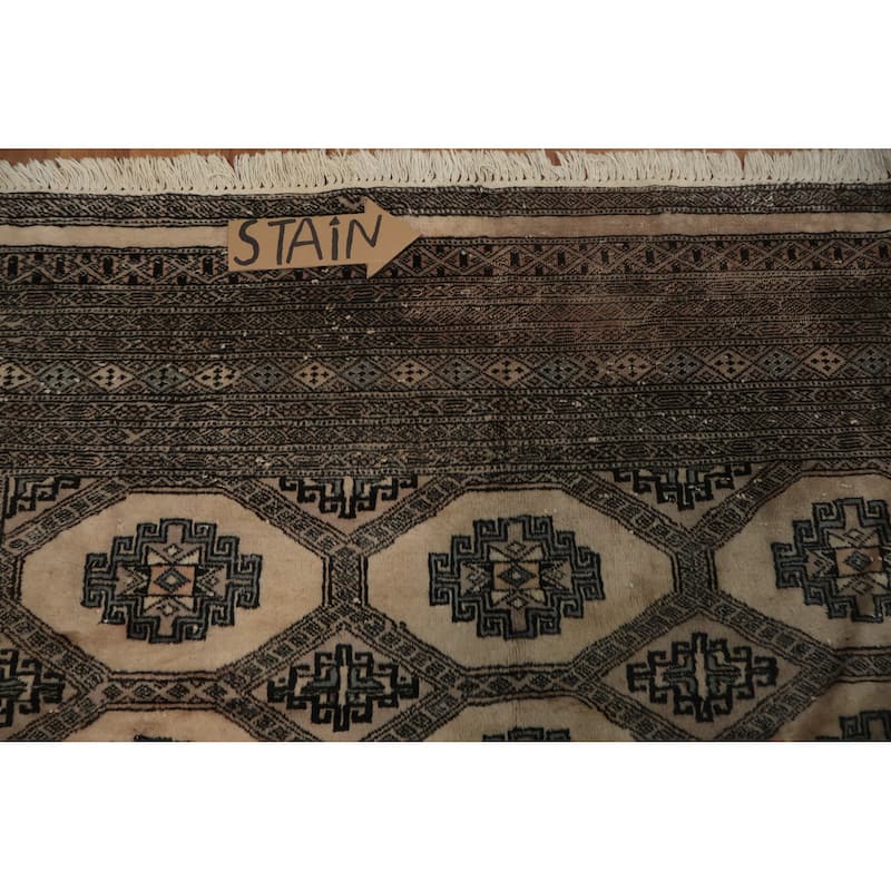 Hand Knotted Oriental 100% Wool Carpet Traditional Geometric Beige & Ivories Bokhara Area Rug - 5' 11'' X 6' 1''