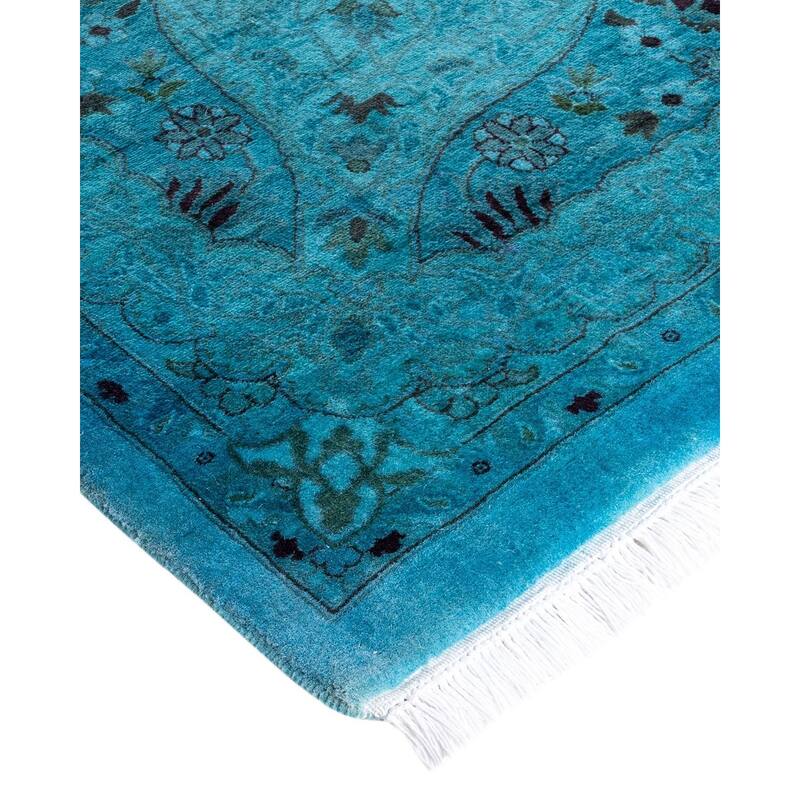 Fine Vibrance, One-of-a-Kind Hand-Knotted Area Rug - Blue, 9' 2" x 13' 3" - 9' 2" x 13' 3"