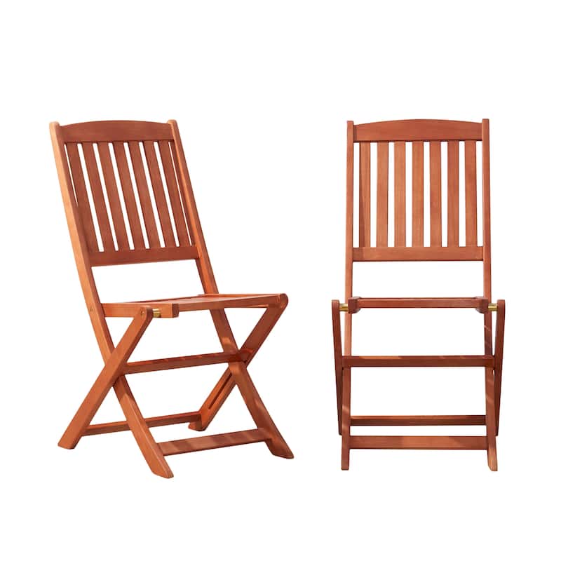 Lucius Reddish Brown Folding Bistro Table and Chair Dining Set - Only set of 2 folding chairs
