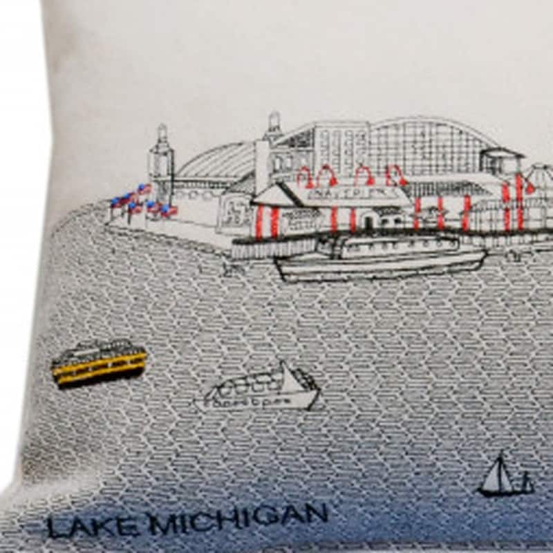 HomeRoots 35" White Chicago Daylight Skyline Lumbar Decorative Pillow