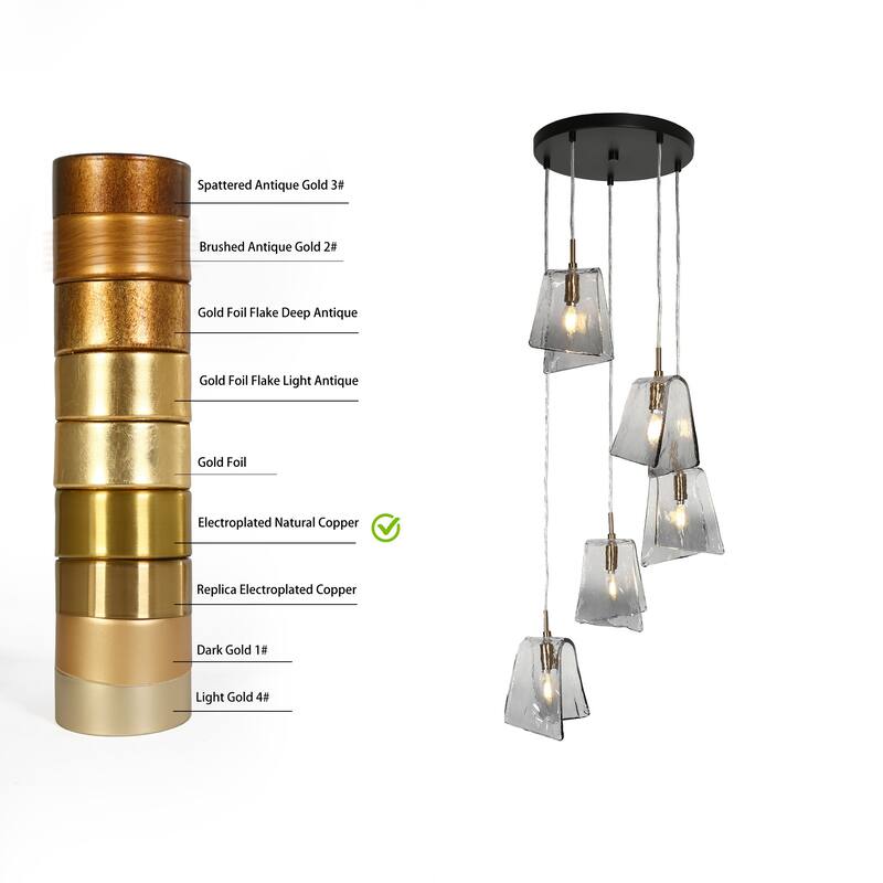 Modern 5-Light Chandeliers Island Pendant Lights for Kitchen Island - Black & Gold