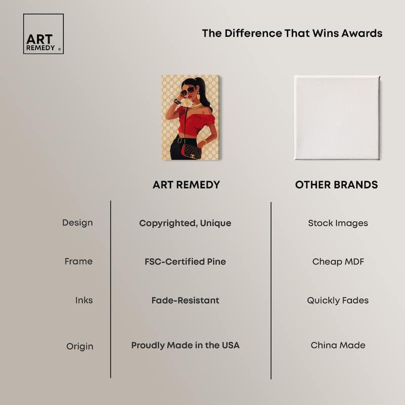 Her Stylish Red Look Canvas by Art Remedy, Gallery Wrapped