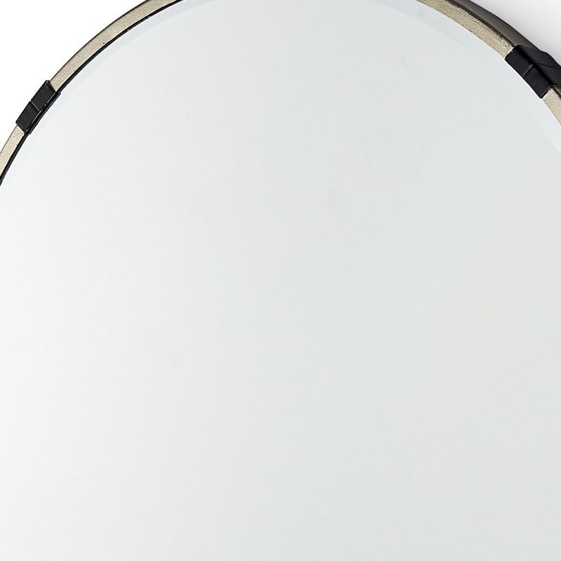HomeRoots 24" Gold And Black Metal Round Framed Accent Mirror - 23.62 in. x 23.62 in. x 1.77 in.