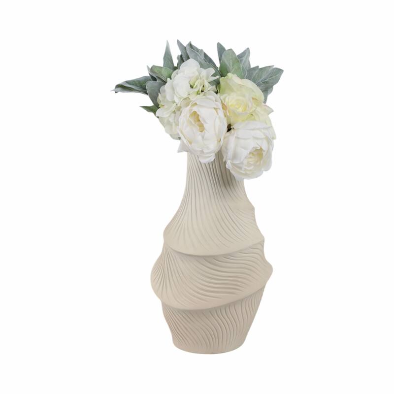 Resin Vase with Sculptural Textured Design and Curved Detailing
