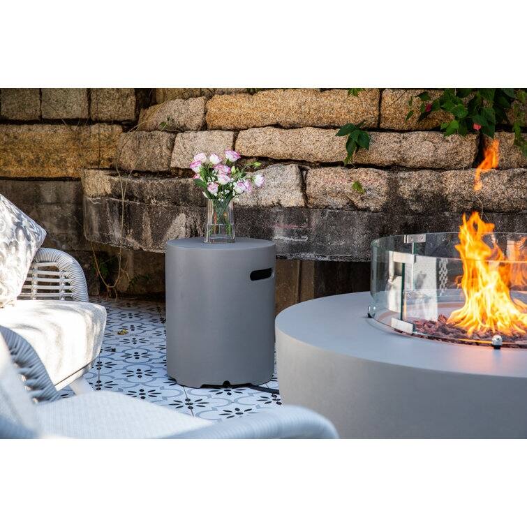AMS Fireplace Eclipse Round Outdoor Fire Pit Bundle - 44" x 44" x 17"