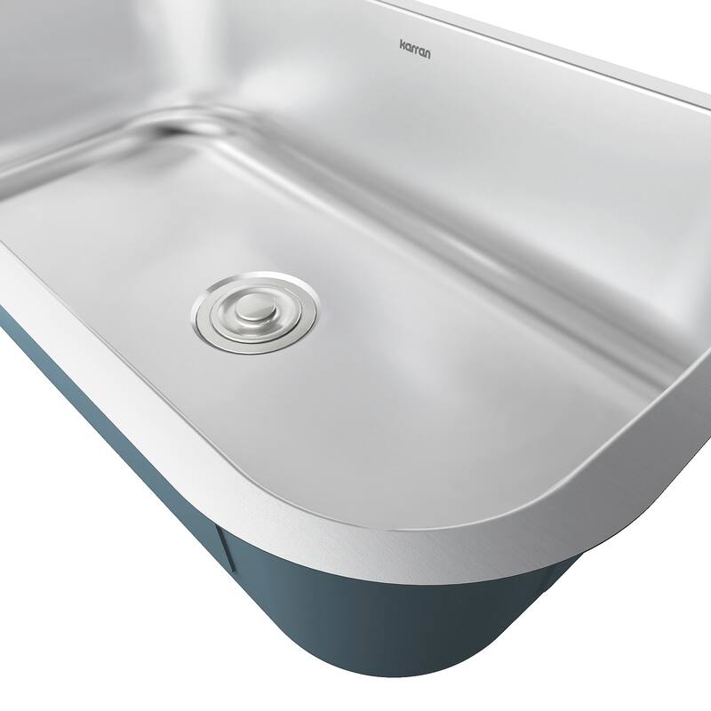Karran Profile 32” Undermount 18 Gauge Single Bowl Stainless Steel Kitchen Sink with Accessories