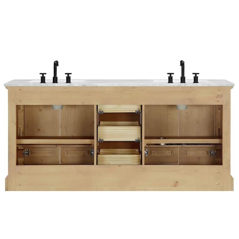 Hervas Bath Vanity with Natural Marble Top without Mirror