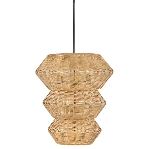 slide 2 of 9, Hinkley Lighting 40388 Luca 10 Light 28" Wide Waterfall Chandelier Black / Camel