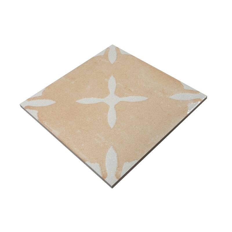 Palmera 9x9 Terracotta Beige Porcelain Floral Square Wall and Floor Tile (6.96 sq ft/case) - 13 Pack