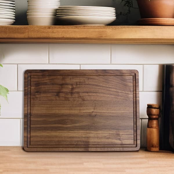 Delice Rectangle Cutting Board with Juice Drip Groove - Walnut - Medium 15.5 x 11
