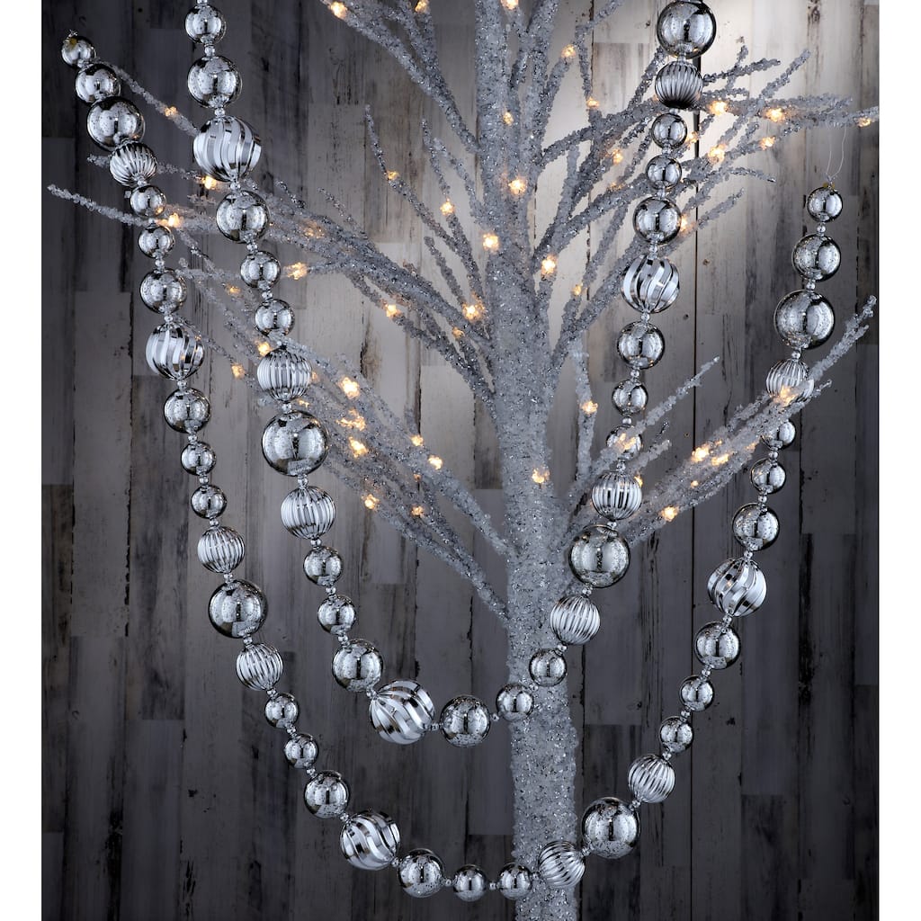 60" Mercury Ball Ornament Garland Shatterproof - Silver