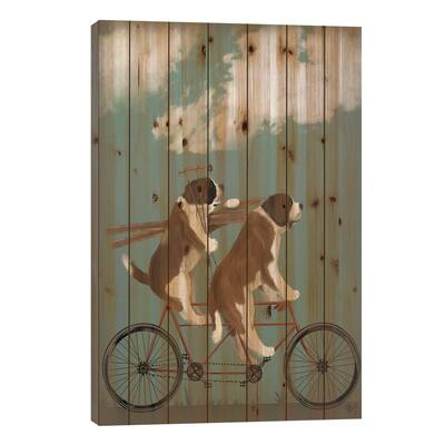 St. Bernard Tandem Print On Wood by Fab Funky - Multi-Color