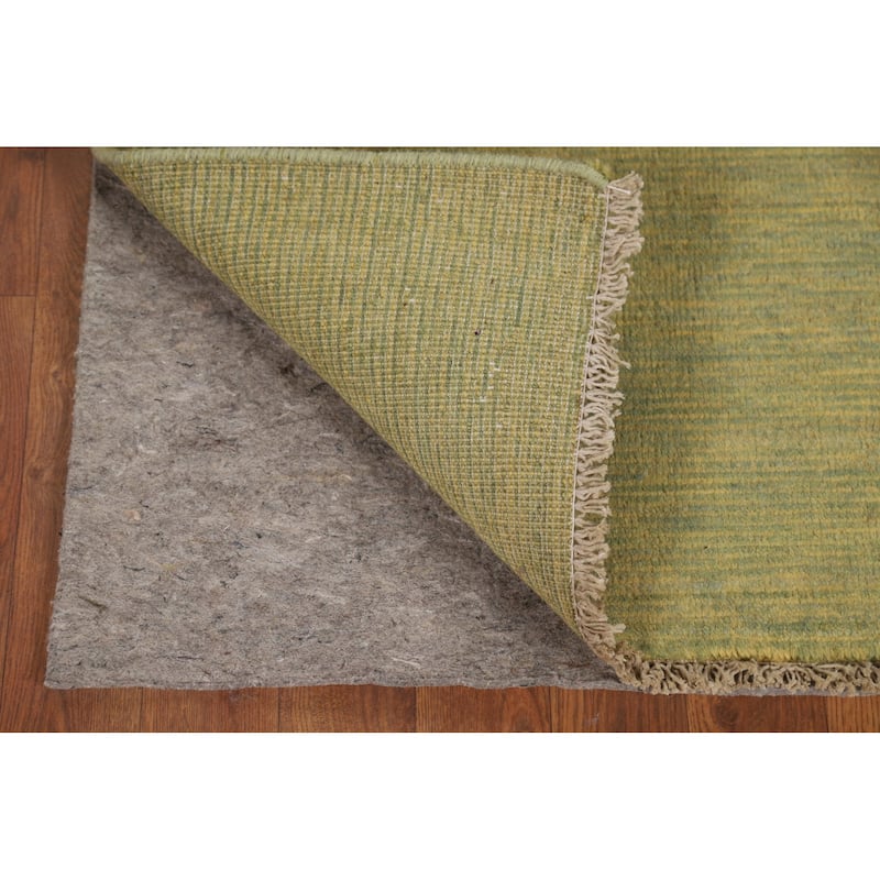 Yellow & Green Contemporary Gabbeh Foyer Rug Hand-Knotted Wool Carpet - 1'10"x 3'1"