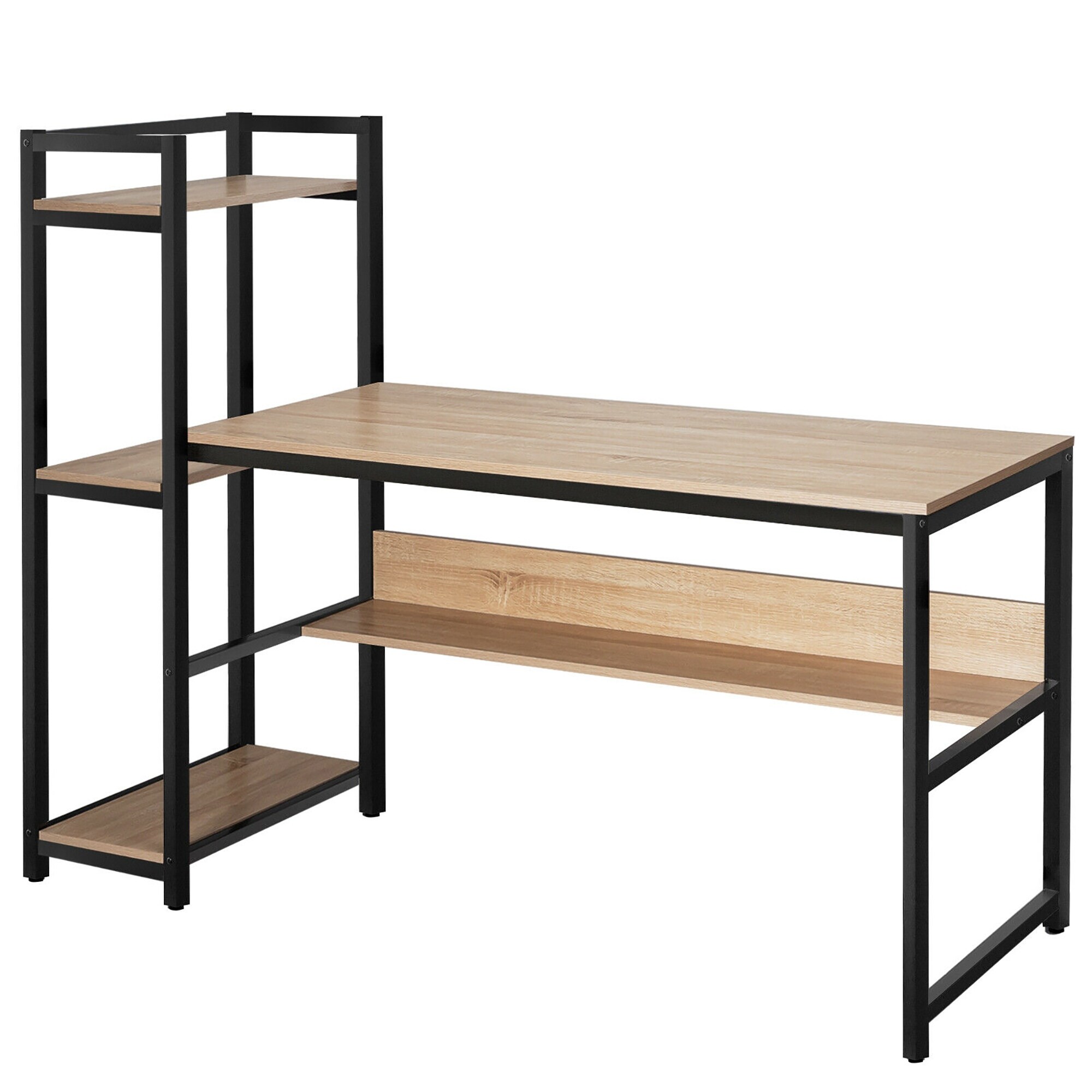 Costway Multi-Functional Computer Desk with 4-tier Storage shelves Walnut