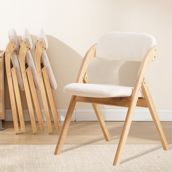 HOMYKA Padded Folding Chair Portable Wooden Dining Chairs Set of 4