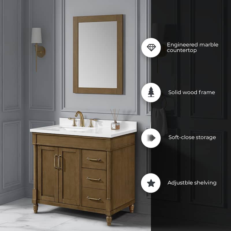 Salisbury Bathroom Vanity with White Engineered Marble Top