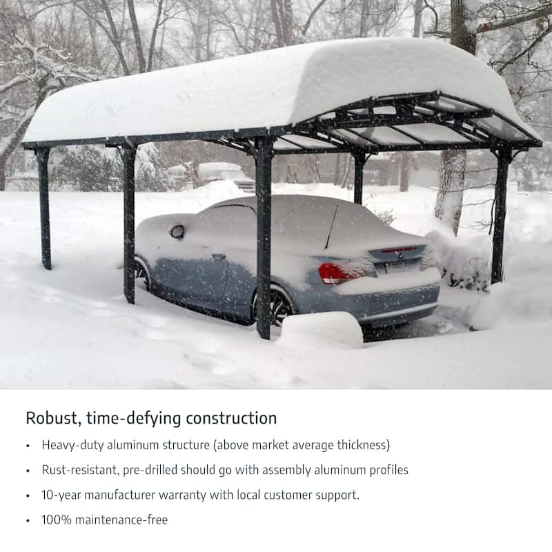 Palma 10 ft.x 16 ft. Carport Kit - Grey Structure & Twin Wall Panels - 10 ft.x 16 ft.