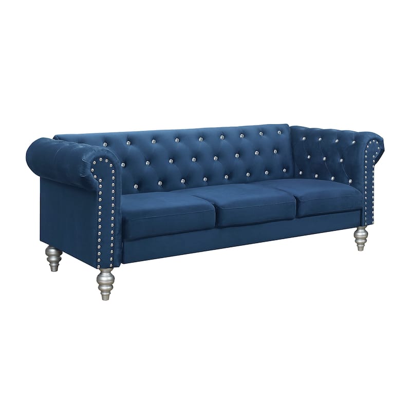 Clayfell Emma Velvet Rolled Arm Living Room Set - Sofa