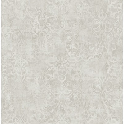Seabrook Designs Brilliant Rustic Scroll Unpasted Wallpaper