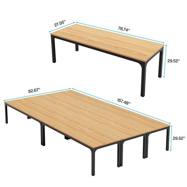 dimension image slide 1 of 9, 6.5FT Conference Meeting Seminar Business Table Set for 16-20 Person (Set of 6)