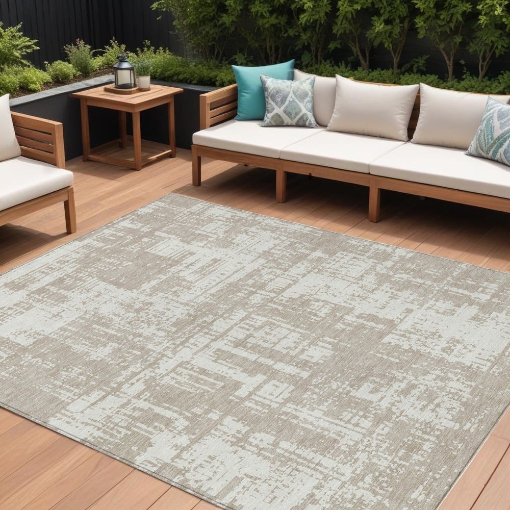 HomeRoots Abstract Transitional Rectangle Outdoor Rug